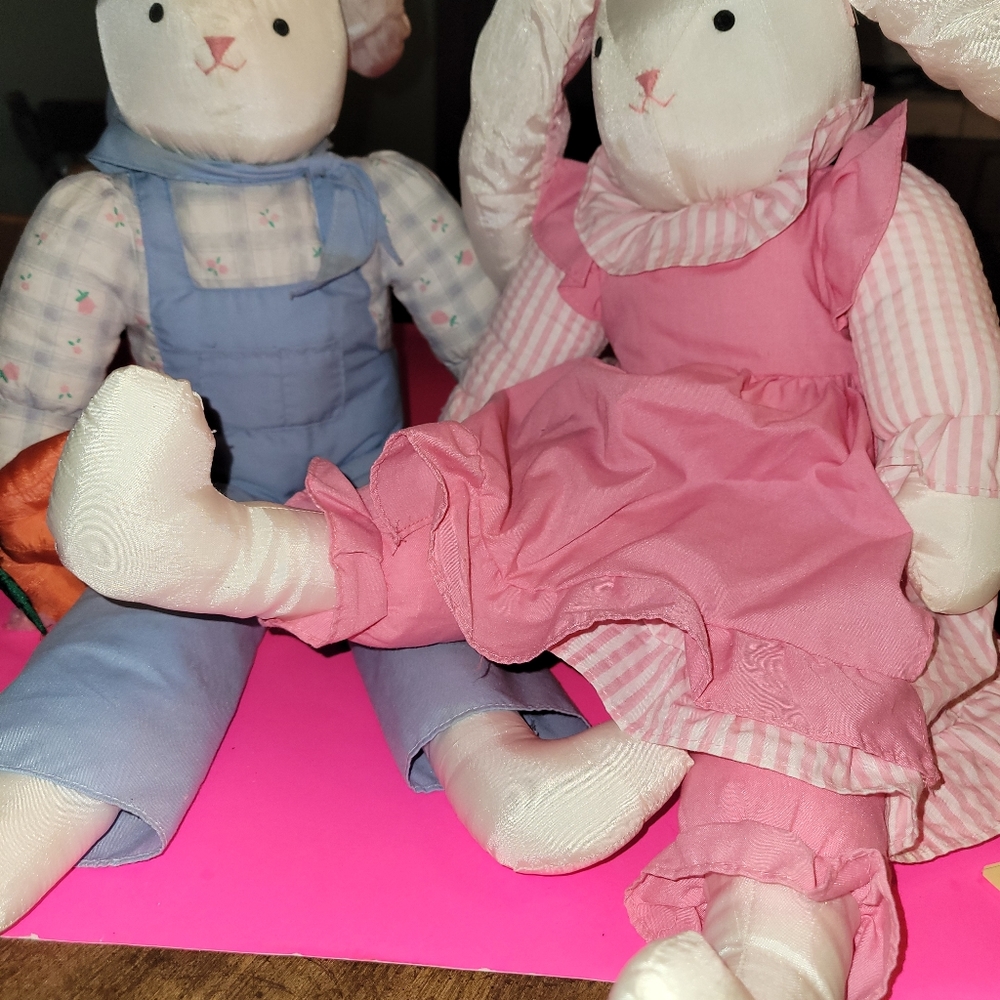 2 STUFFED BUNNIES